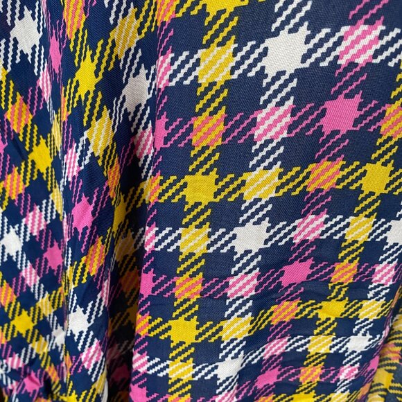 Talbots pink blue yellow white checkered rectangle basset hound dog scarf wrap - Picture 4 of 8